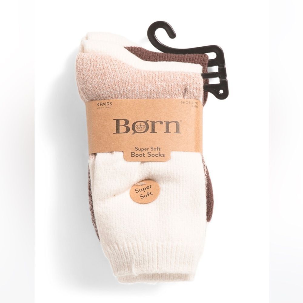 BORN Earth Tones Ivory Brown White US W 4-10 Super Soft Quarter Socks 3 pack